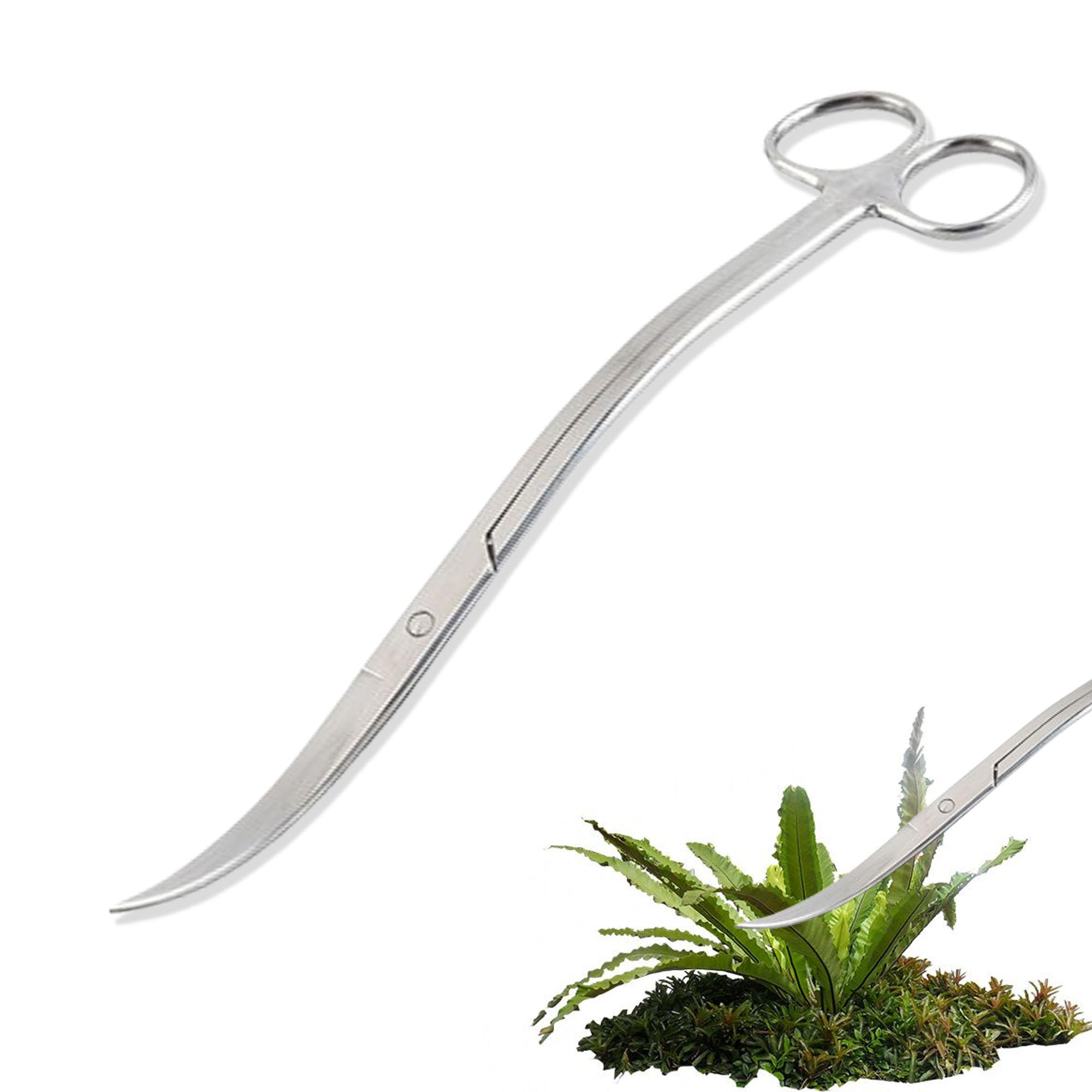 JIMGIED Stainless Steel Curved Aquarium Scissors 25 cm Aquarium Scissors Aquarium Terrarium Scissors Wave Scissors Plant Scissors for Water Plants for Aquarium Water Plants - Silver