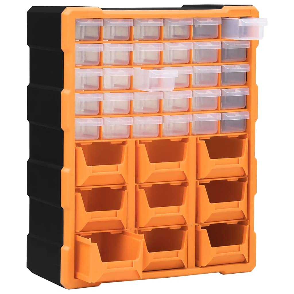 Wielofunkcyjny organizer do szuflad z 39 szufladami, tworzywo sztuczne PP, 38 x 16 x 47 cm, kieszeń na małe części, skrzynka narzędziowa, do przechowywania narzędzi, warsztatu, garażu