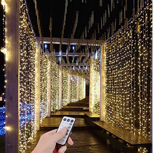 SZXKT 300 LED 9.8FT Connectable Curtain Lights Fairy String Twinkle Lights with 8