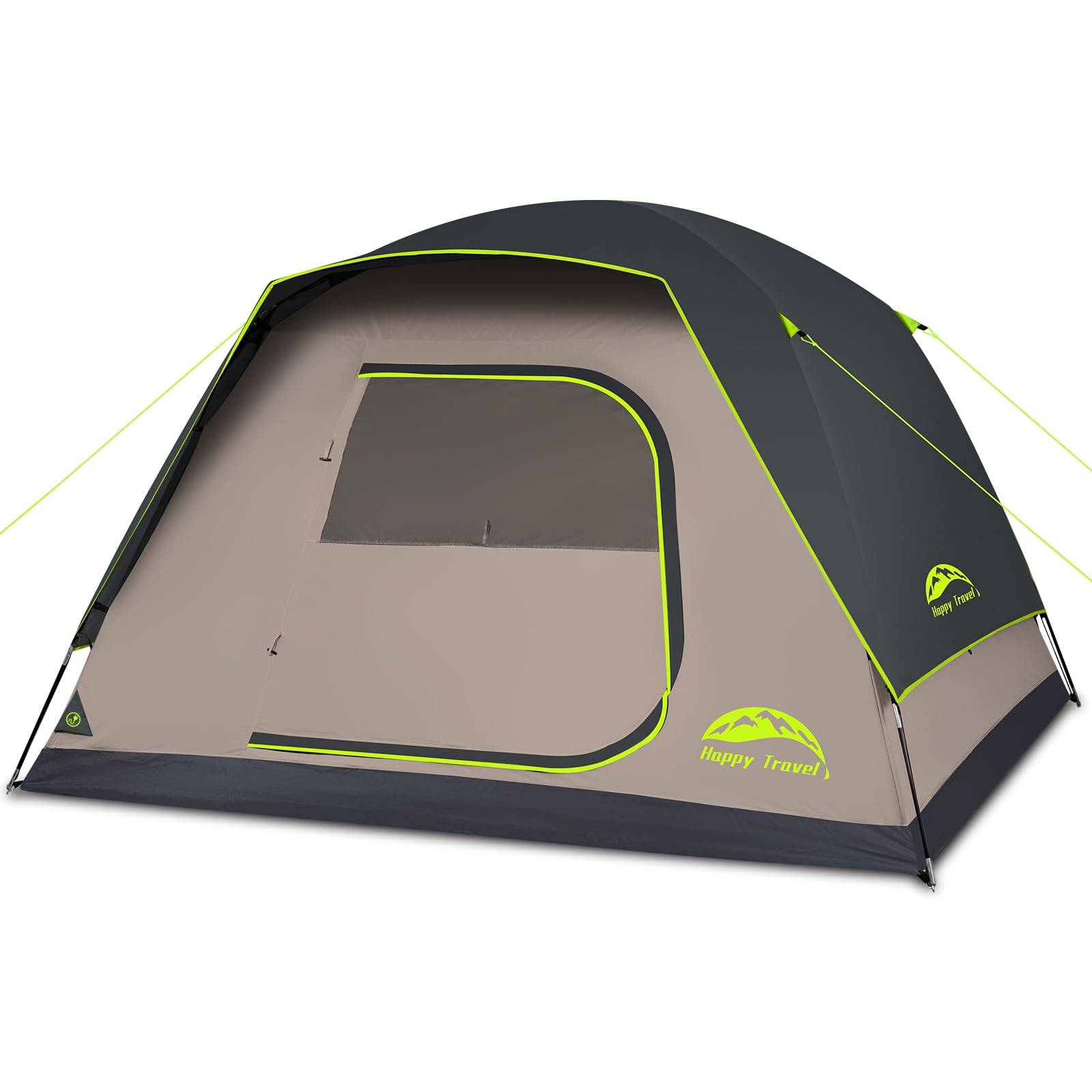 Happy Travel Camping Tent, 4/6 Person Dome Tents for Camping with Rainfly, Waterproof Clip Easy Setup Portable Family Tent with Mesh Windows, 20% More Headroom Backpacking Tents for Camping & Hiking