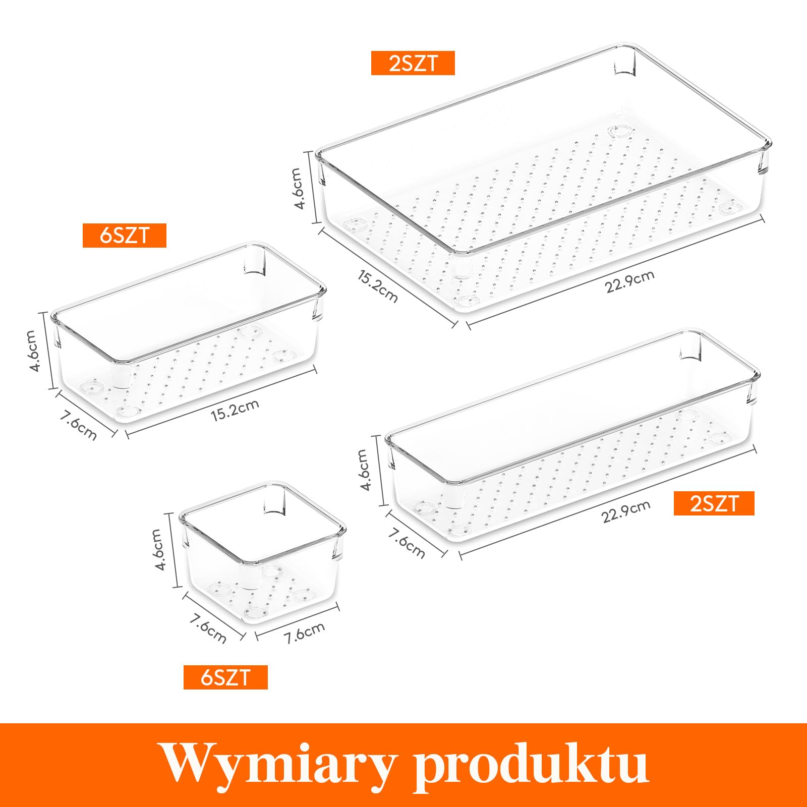Lifewit 16 PCS Zestaw Organizer Szuflada Zestaw Jasny Plastikowy Szuflada Biurko Podziały Tace Kredens Przechowywanie Pojemniki Pudło z Podziałkami do Makijażu, Biżuterii i Gadżetów, Biuro