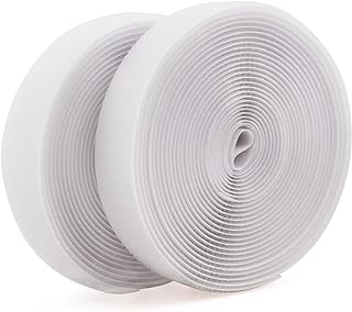 Sew on Hook and Loop Tape 5/8 Inch Wide,16.4 Feet Non-Adhesive Back White Hook and Loop Strips Sewing Fastening Tape Fabric Fastener Sewing Hook Loop Non Adhesive Interlocking Tape