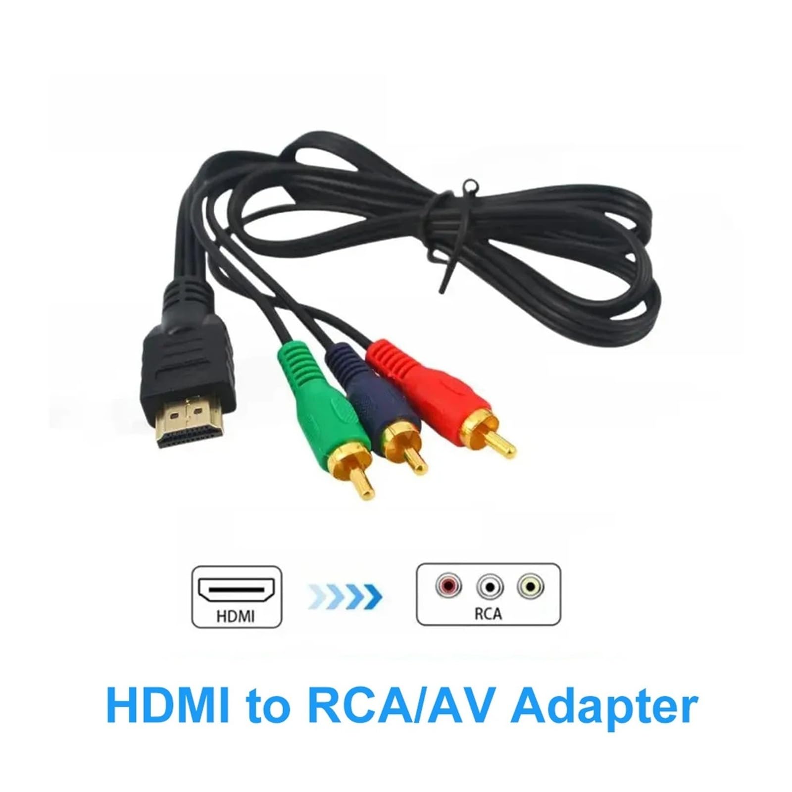Adaptador De Conversión AV De 1080P HDMI A RCA, Compatible Con Reproductor Multimedia De TV, Cable Conector De Transmisión De Audio Y Vídeo De 1m Y 3 Pies