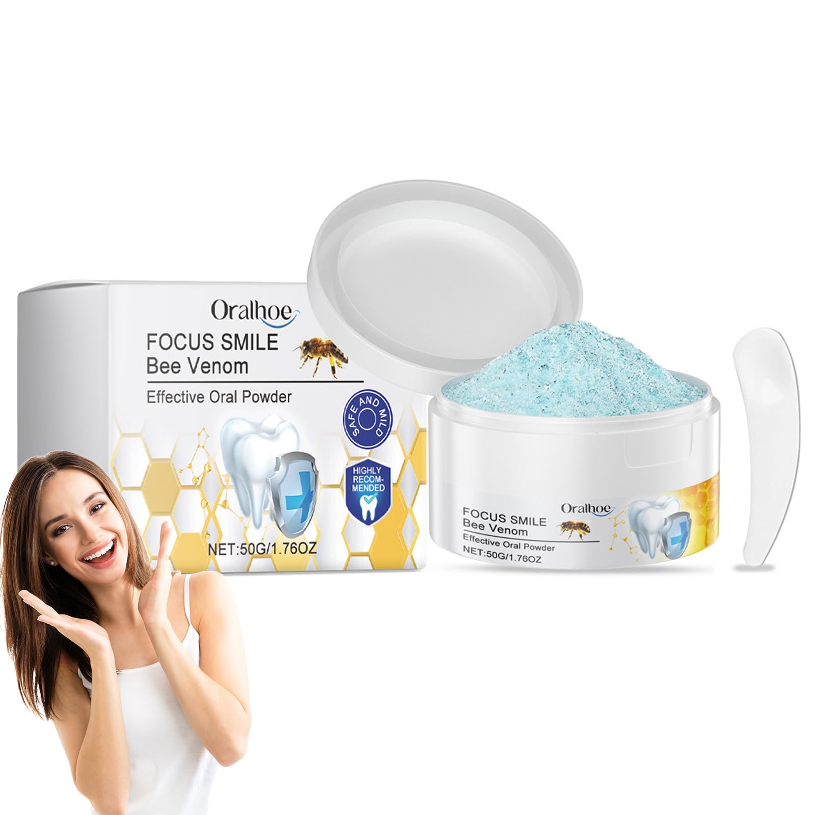 Natural Bee Venom Tooth Powder 1.76Oz - Whitening & Sensitivity Relief, Long-Lasting Fresh Breath, Dentist-Recommended Oral Care - Non-Toxic Formula