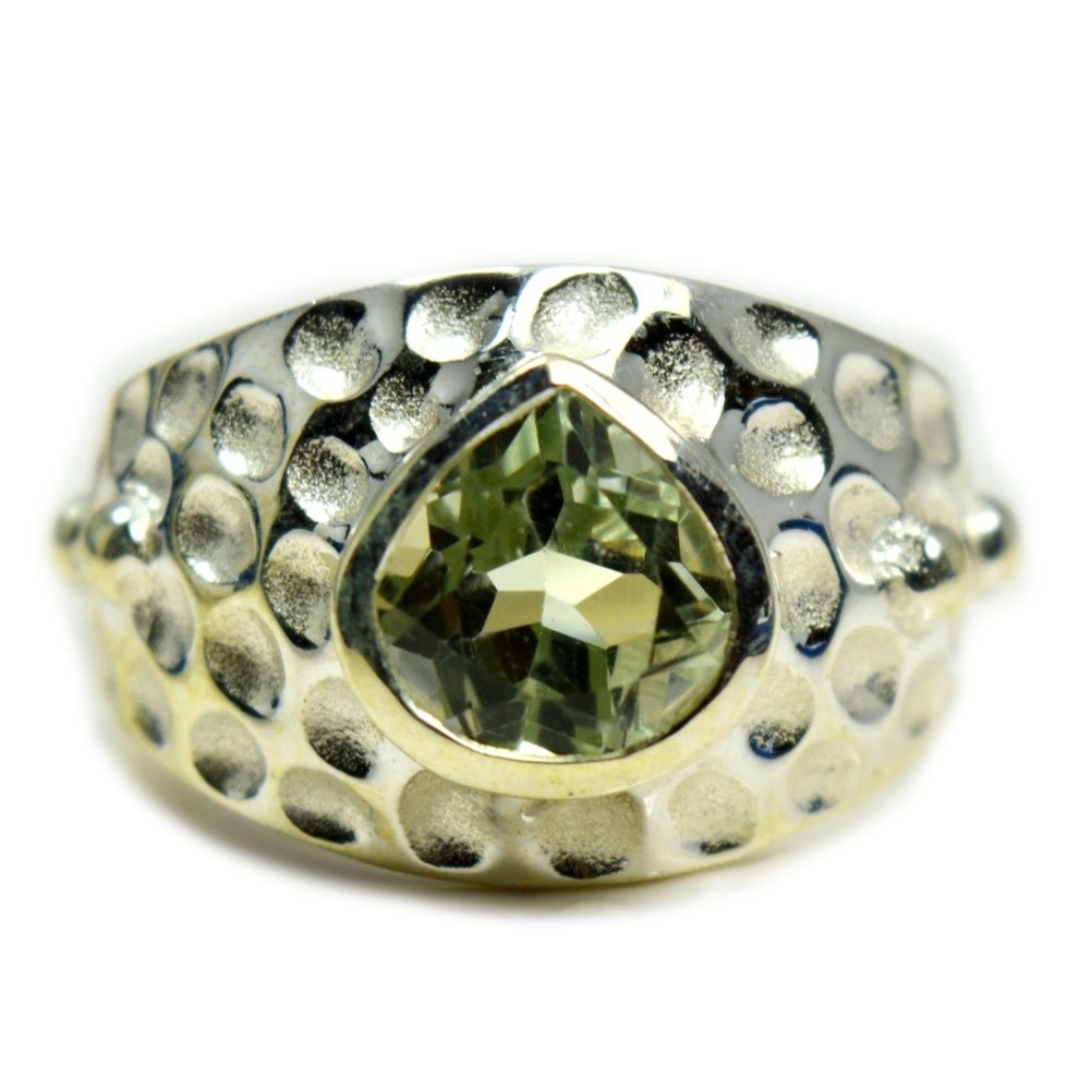 Bague améthyste verte naturelle argent sterling solitaire - 8