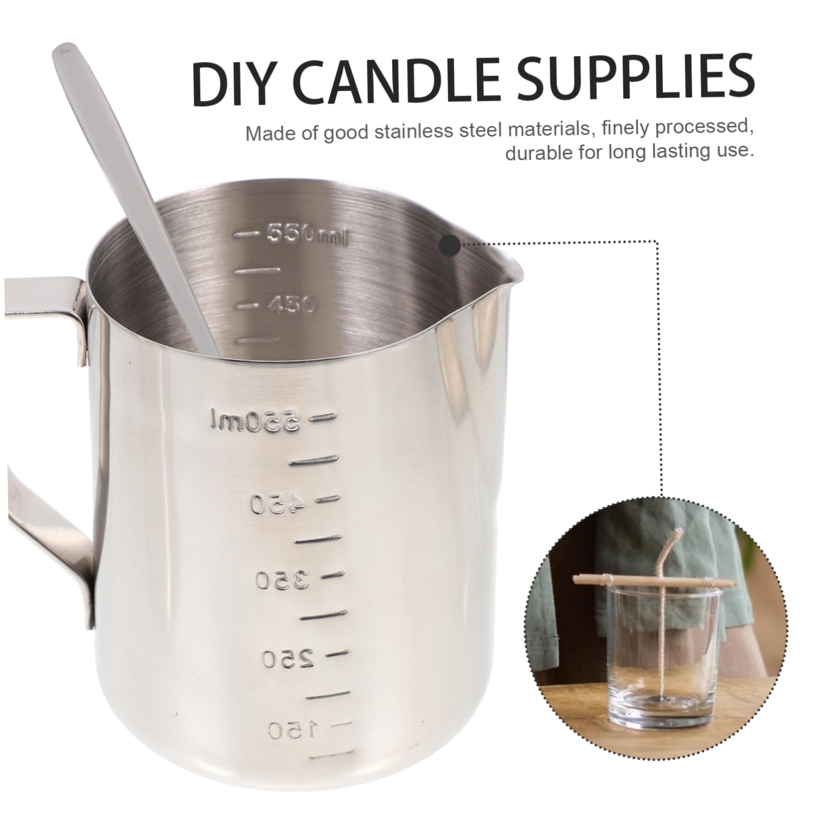 JEWEDECO Kit para Hacer Velas Perfumadas DIY Acero Inoxidable, Finamente Procesado y Fácil de Limpiar, Incluye Accesorios Creativos para Manualidades en Casa
