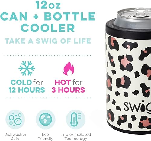 Miniatura 3 de Swig Life - Enfriador de botellas de 12 onzas con triple aislamiento, apto para lavavajillas, doble pared, acero inoxidable para latas o botellas,