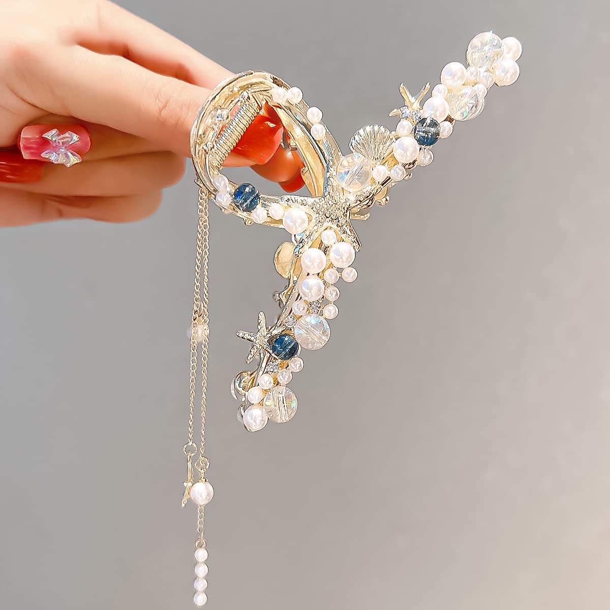 Samyak Trendy Hair Claw Luxurious Design Pearl Shell Starfish Tassel Shark Clips For Women & Girls Bridal Hair Accessories Headwear Clutcher (B0C544G87Z) Amazon Price History, Amazon Price Tracker