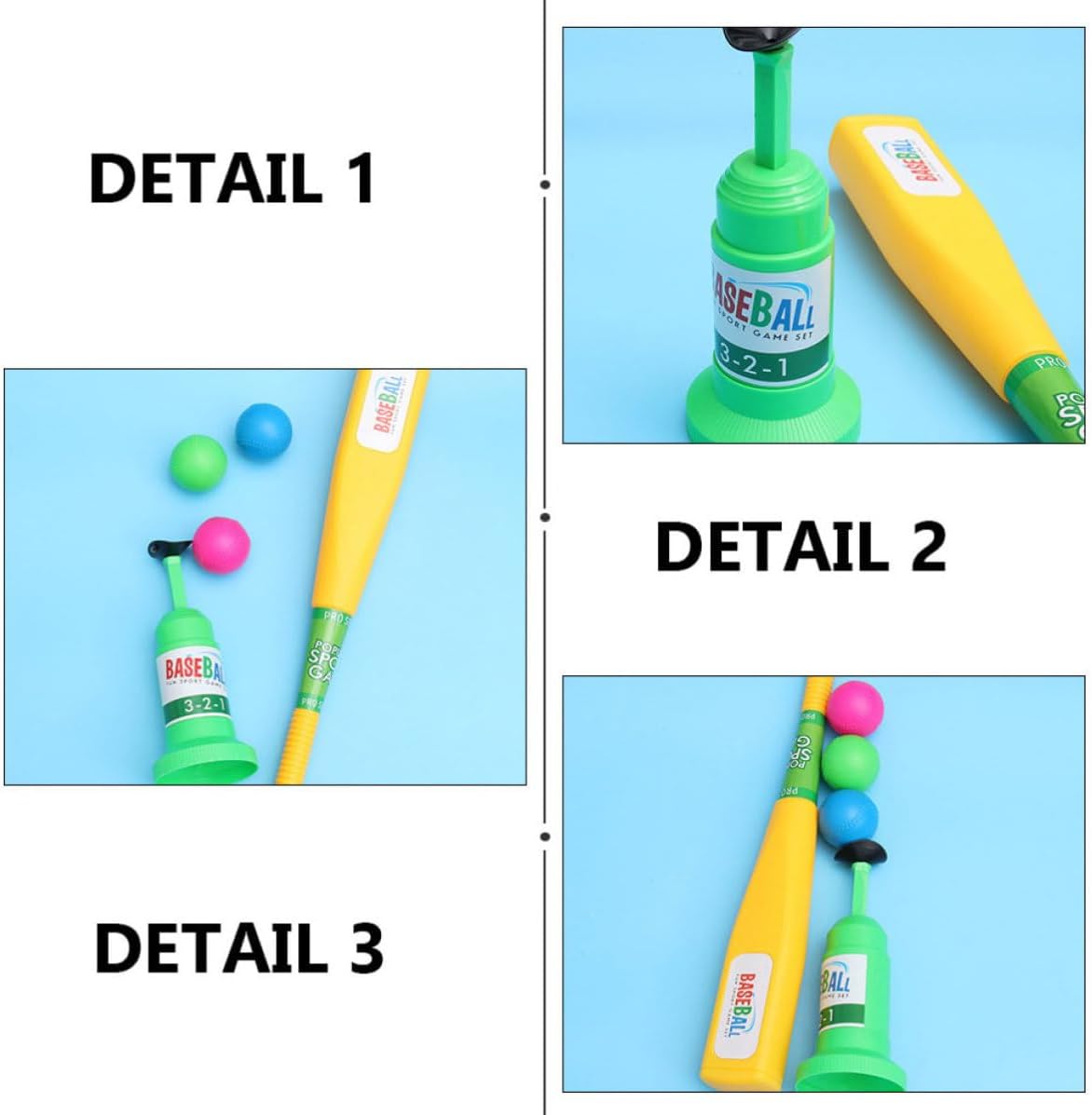 Outdoor Baseball Set with 2 Baseball Bats 2 Pitching Machines and 6 Balls Lightweight Abs Material for Sports Training to Hand-Eye Coordination and Observation Ability Random Color