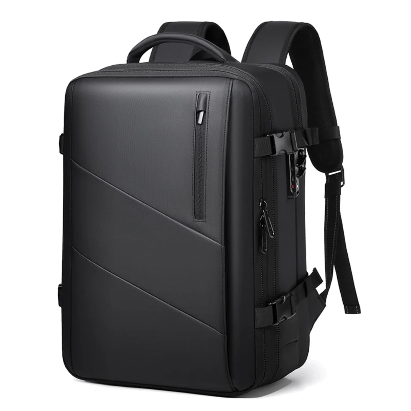 Generico Zaino sottovuoto Altissima Qualità espandibile fino a 60 litri con pompa sottovuoto USB-C, idrorepellente, lucchetto TSA, confome come bagaglio a mano, adatto per laptop, NERO