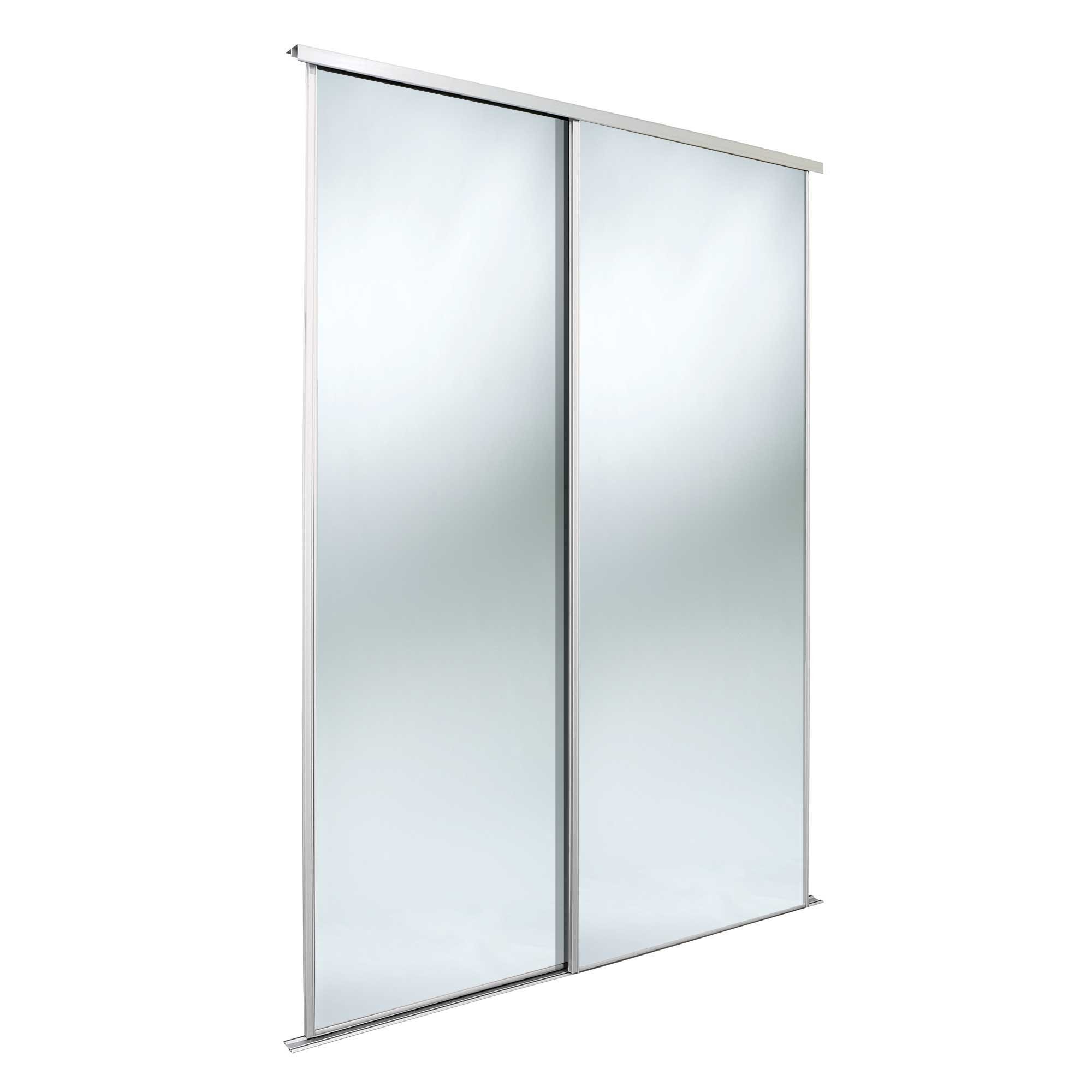 spacepro Sliding Wardrobe Doors, White Frame Mirror, 226cm x 180.3cm