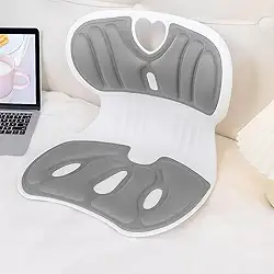 Assento Ergonômico para Cadeira com Apoio Lombar e Alívio de Dor no Cóccix, Almofada Ortopédica para Postura Correta, Espuma Premium de Alta Densidade, Uso em Escritório, Casa ou Carro (Cinza)