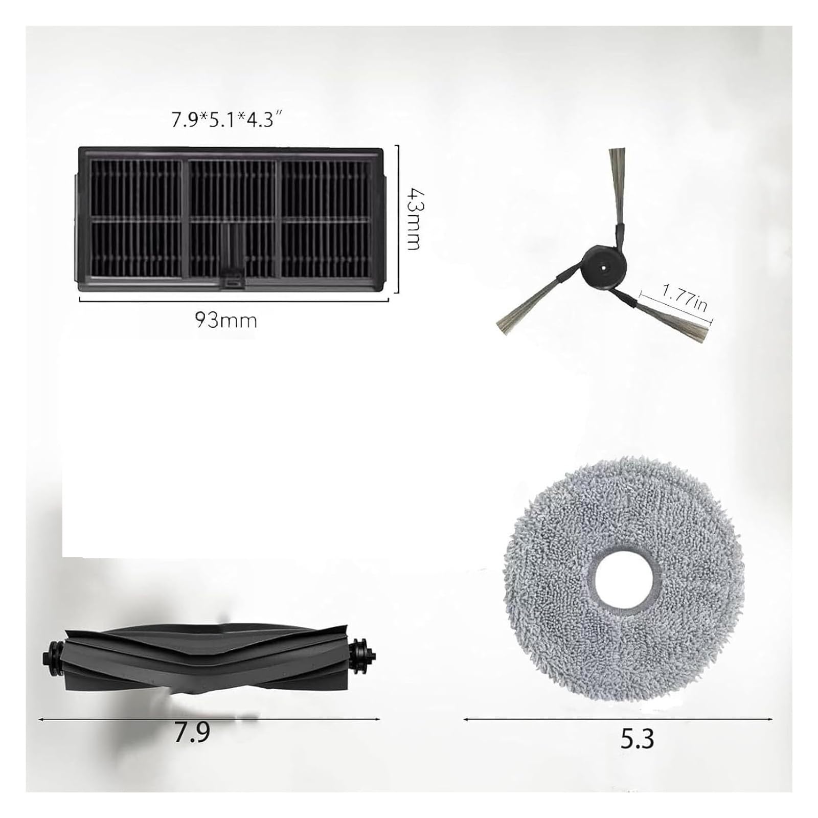 Piezas De Repuesto De Aspiradora,Compatible Con Mova | P50 Pro Ultra,P10 Pro Ultra P50 Pro Ultra,P10 Pro Ultra Accesorios Cepillo Lateral Principal Filtro Paño De Limpieza(I)