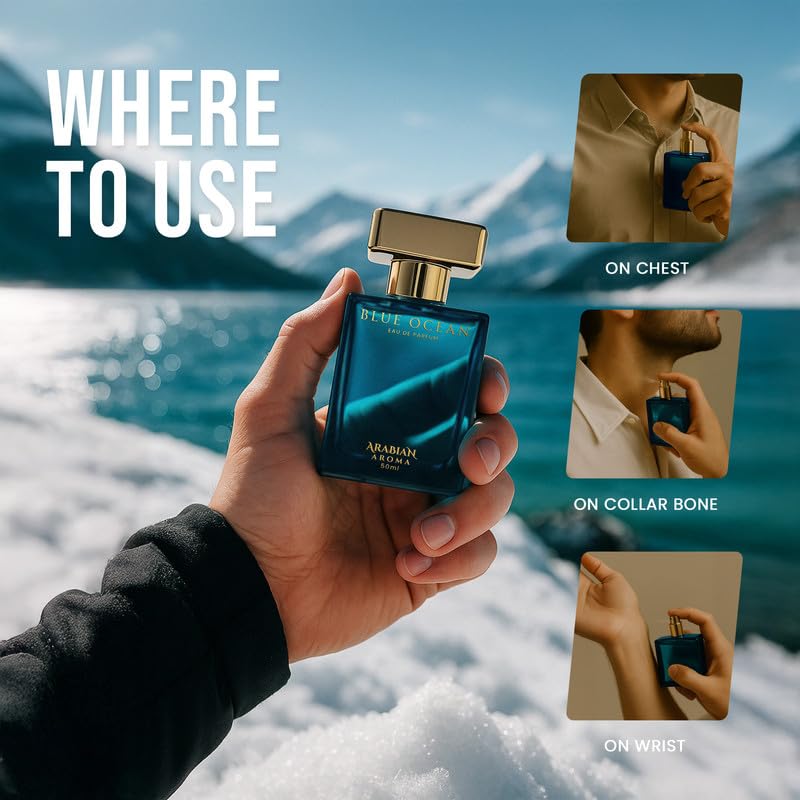 Image of Arabian Aroma Blue Ocean Eau de Parfum - Long Lasting Perfume for Man - Mens Perfumes Long Lasting - 50ml