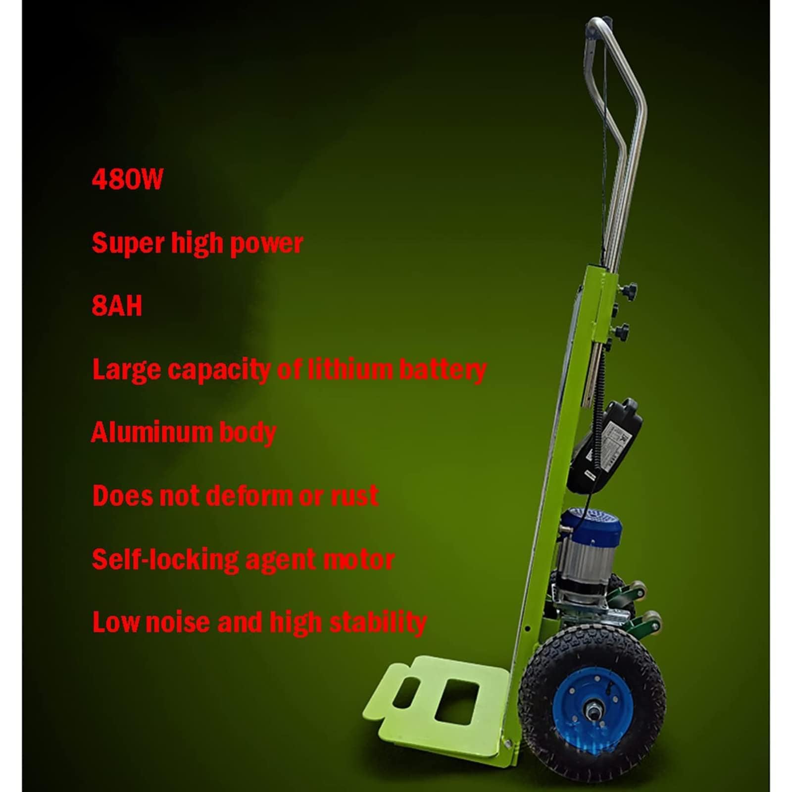 Diable électrique pliable 1200 W avec batterie amovible de 48 V, capacité de charge de 250 kg, diable portable pour un transport facile des escaliers