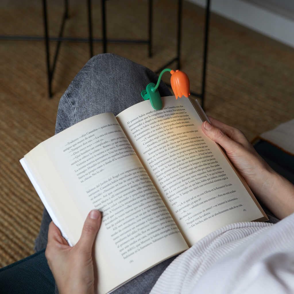 Balvi Lampada Flessibile con Clip a Forma di Tulipano Arancia per Lettura
