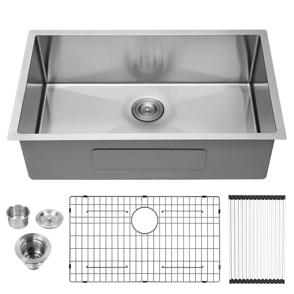 LORDEAR Kitchen Sink 30 W x 18 D x 10 H Brushed Nickel-3 F0000007-SLJ