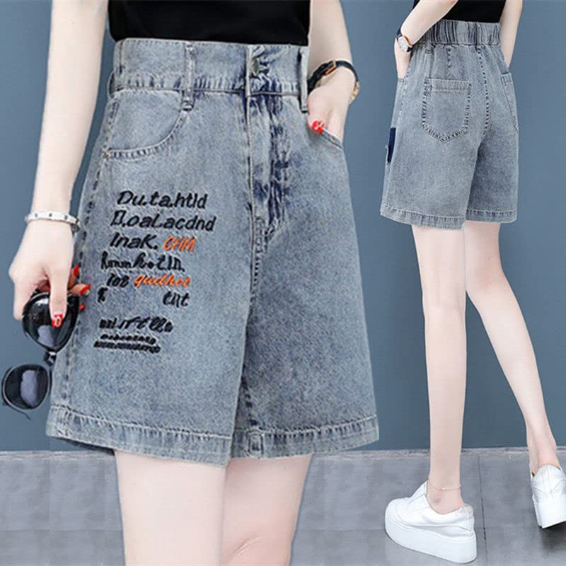 Short Femmes Hautes Taille Pantalon De Jambe Large Lettre De Mode De La Lettre De Mode