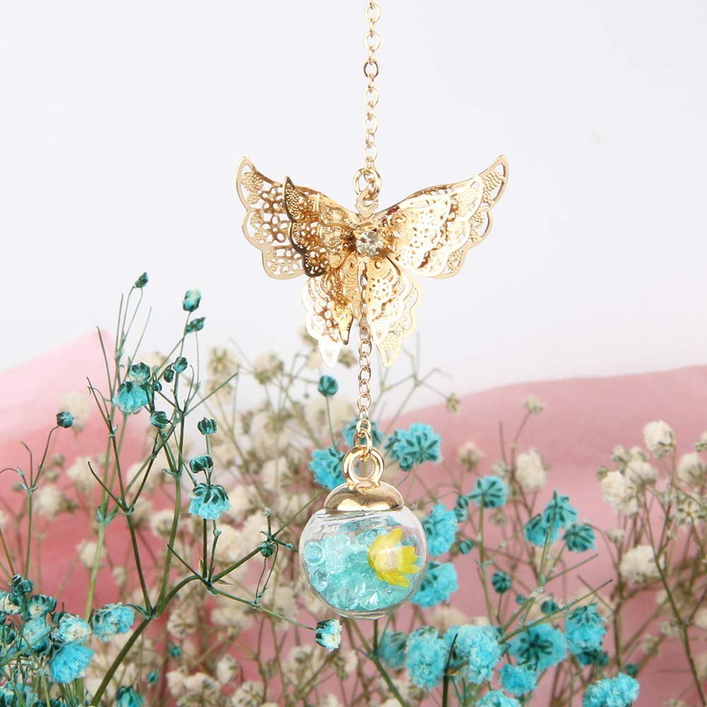 Marcapáginas de Plumas de Metal con Mariposa 3D y Perlas de Vidrio
