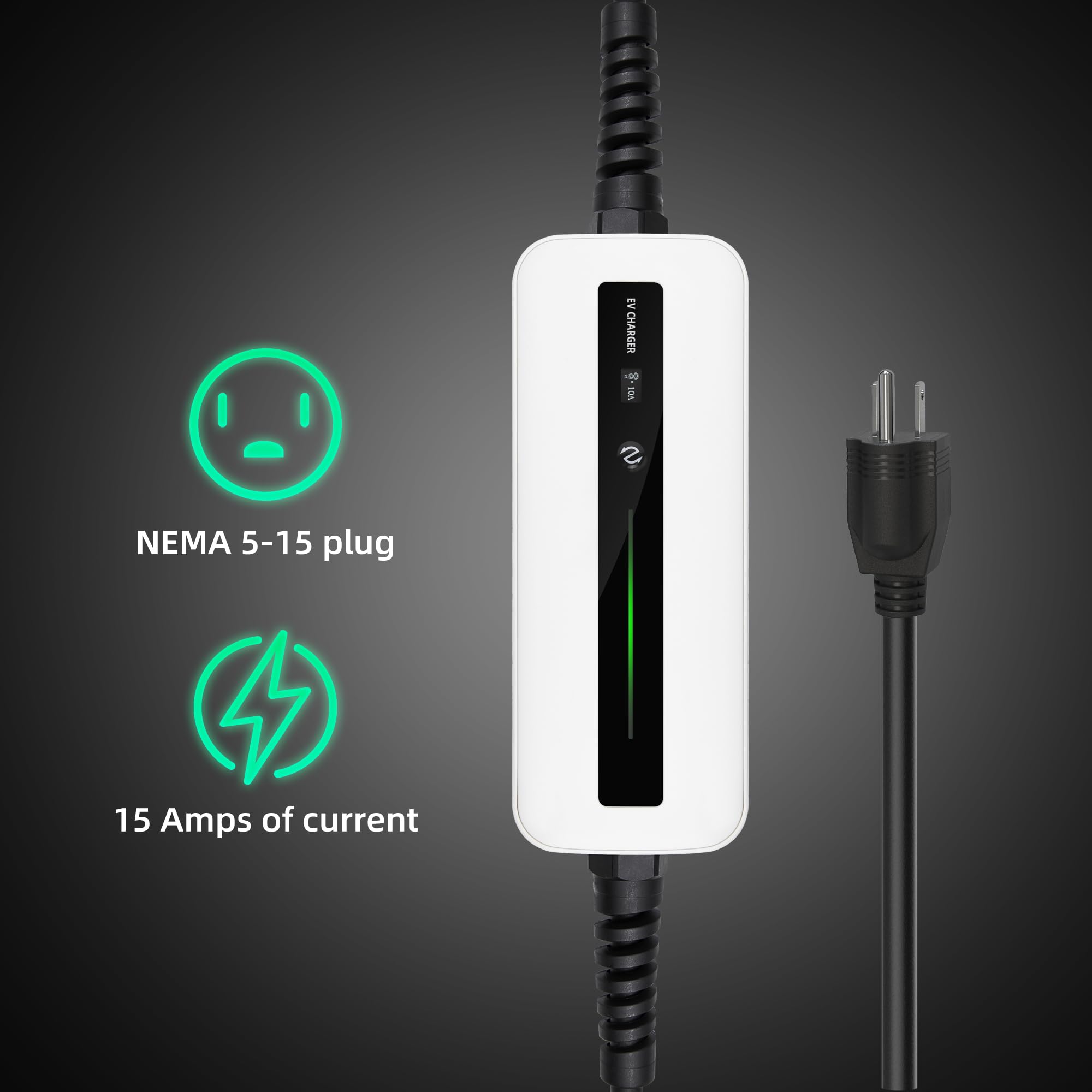 Amazon | Morec 15A EV充電器 レベル1 NEMA5-15P ev充電ケーブル 100V