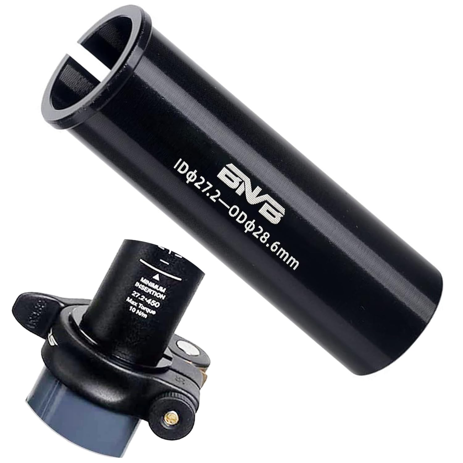 BNVB Alloy Bike Seatpost Shim, 100mm Length Aluminum Bicycle Reducing Sleeve Seat Post Tube Adapter, Diameter Switch 25.4-27.2mm; 27.2-28.6/30.0/30.4/