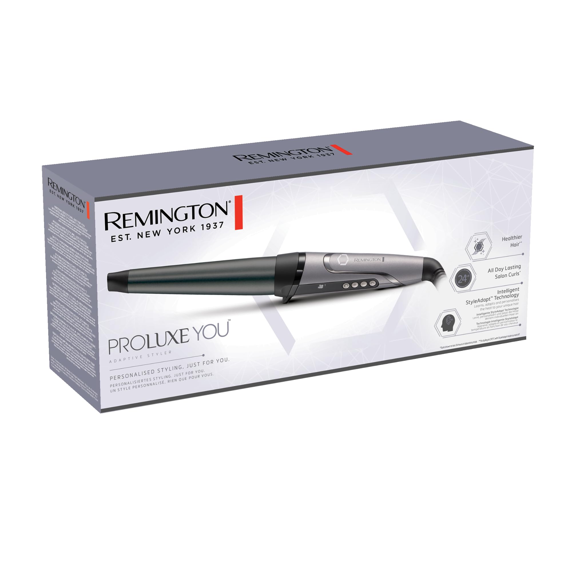 Remington Rizador cónico [19-32 mm, Intelligent StyleAdapt™ ajusta el calor al cabello] PROluxe You (cerámica y diamante, 9 ajustes de 130-210 °C, calentamiento rápido, rizos duraderos) CI98X8