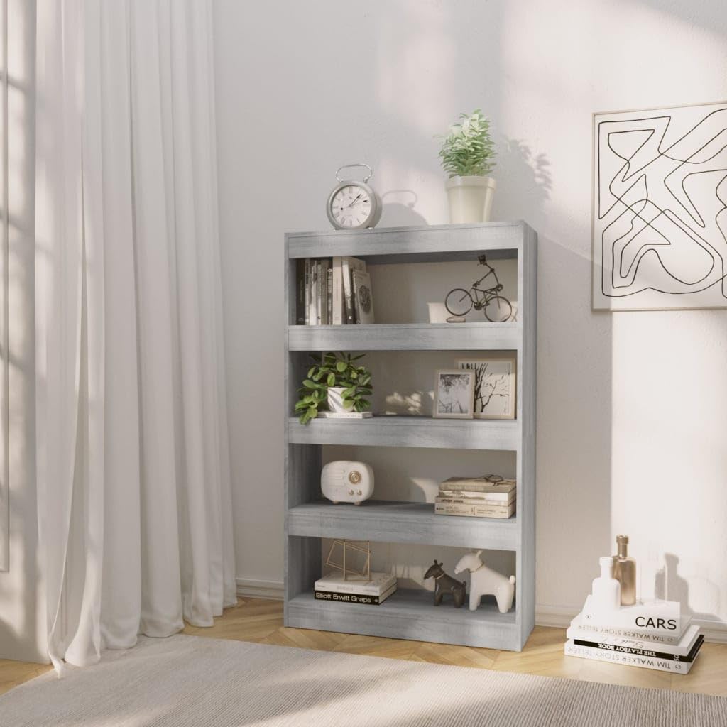 Générique Sonoma Organizer pokojowy szary, inżynieryjny drewno, regał do przechowywania książek, czasopism i DVD, uniwersalne meble do przedpokoju i salonu, elegancki design