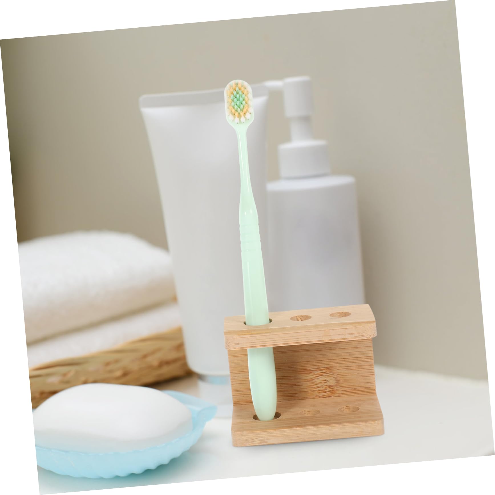 5 soportes de bambú para cepillos de dientes eléctricos, organizador de brochas de maquillaje, organizador de tocador