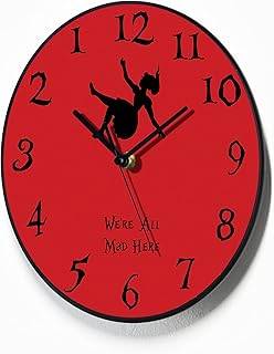Reverse Wall Clock - Alice - Down the Rabbit Hole - Round Funny Clock - Backwards running Time - Counterclockwise Wall Clock - Optional RGB LED 5V Backlit
