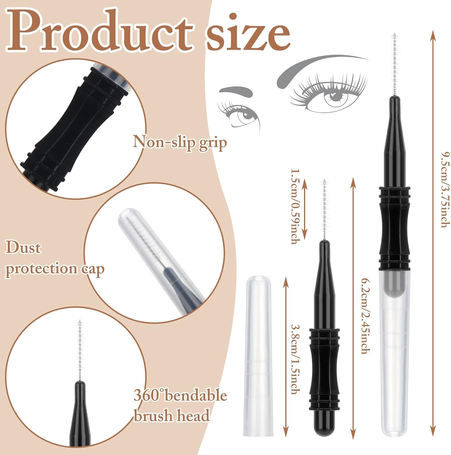 GSKQCRPR 60 Piece 360° Rotating Eyelash Brush Set Professional Mascara Wands for Extensions, Perming & Coloring - Image 2