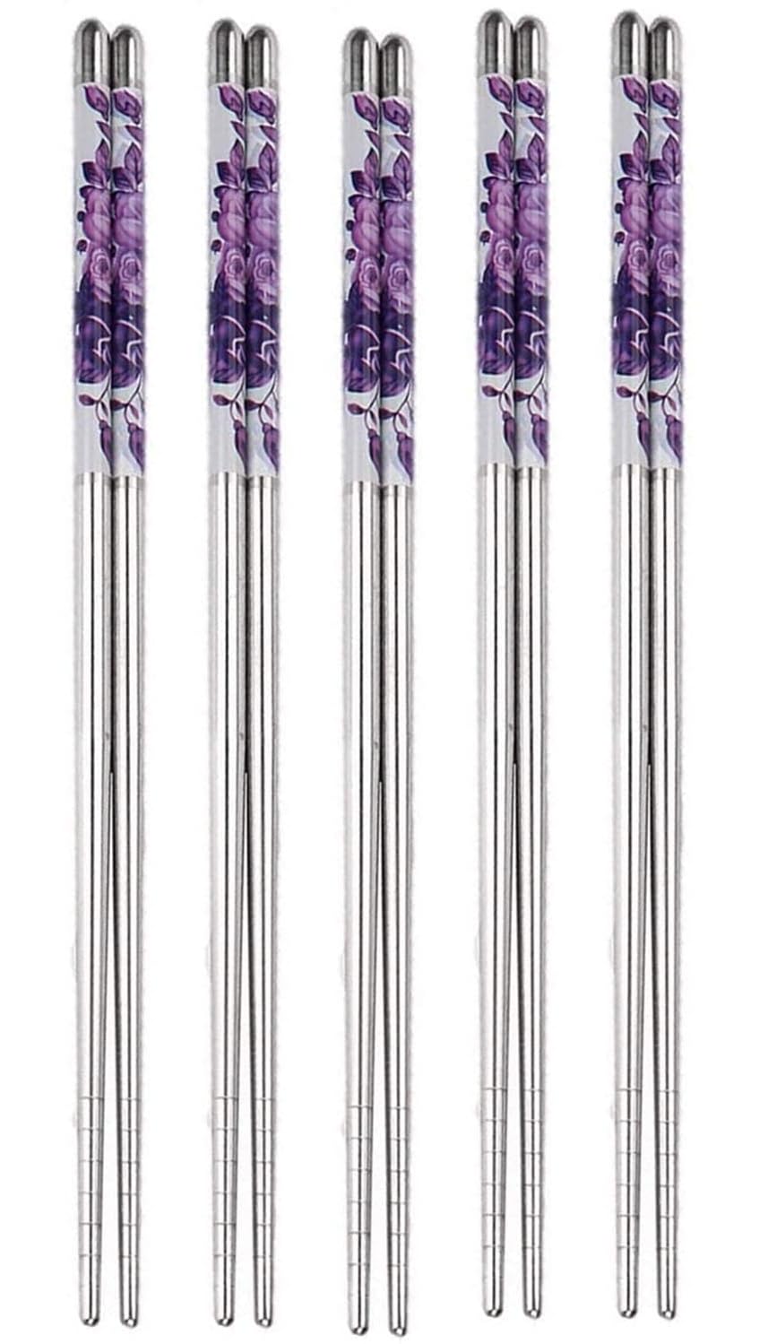 Flavoma 5 Pairs Reusable Colorful Metal Steel Chopsticks | Dishwasher Safe | Non-Slip Stainless Steel Chopsticks | Lightweight Easy to Use Metal Chop Stick Utensils (B0D422ZTVV) Amazon Price History, Amazon Price Tracker