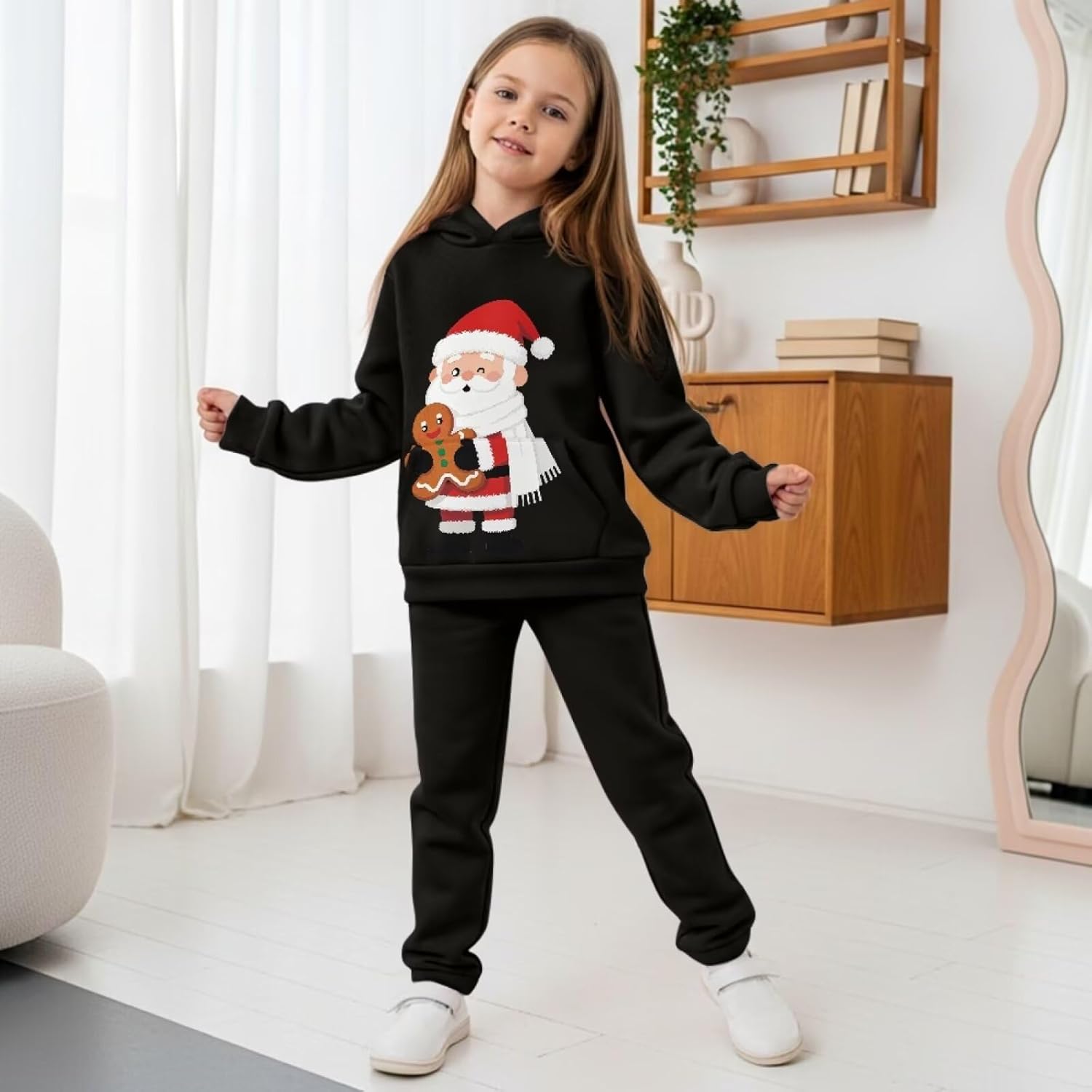 Girls 2 Piece Outfits Sweatsuit Kids Sweatshirt and Jogger Sweatpants Athletic Tracksuit for Little Girl Size 5-12