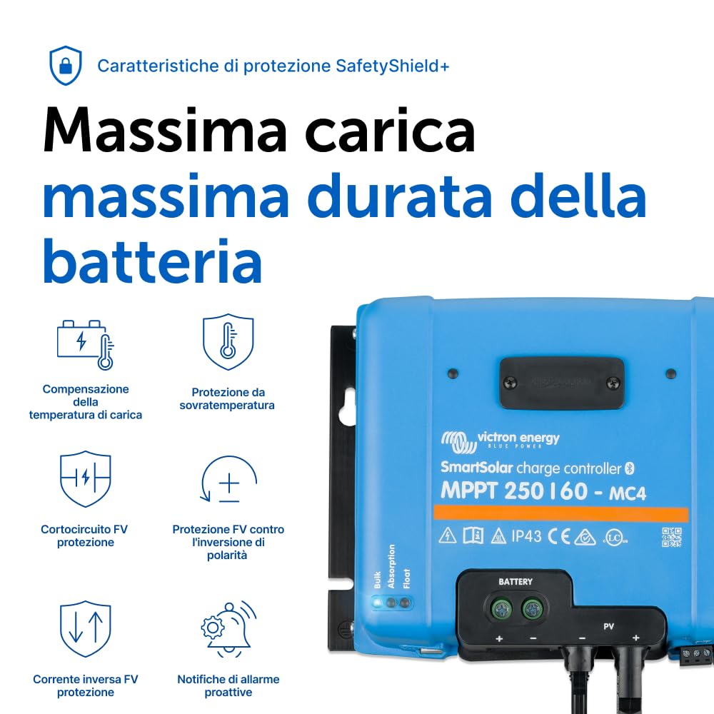 Victron Energy SmartSolar MPPT MC4 250V 60 amp 12/24/36/48-Volt Regolatore di Carica Solare (Bluetooth)