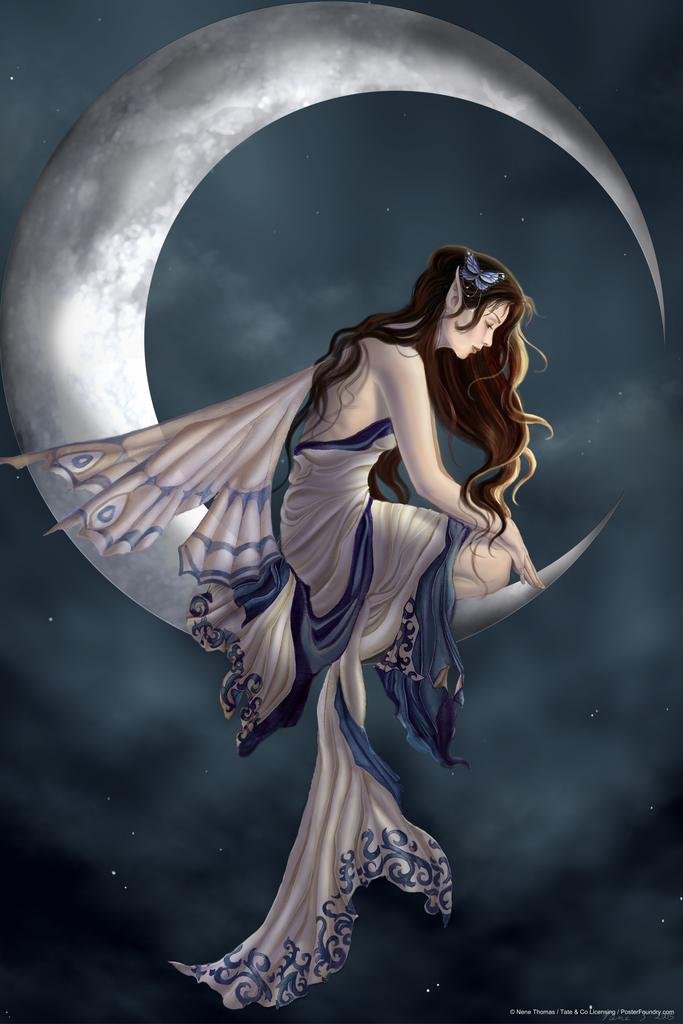 Amazon.com: Fairy Poster Gothic Sitting On Moon Fairycore Room