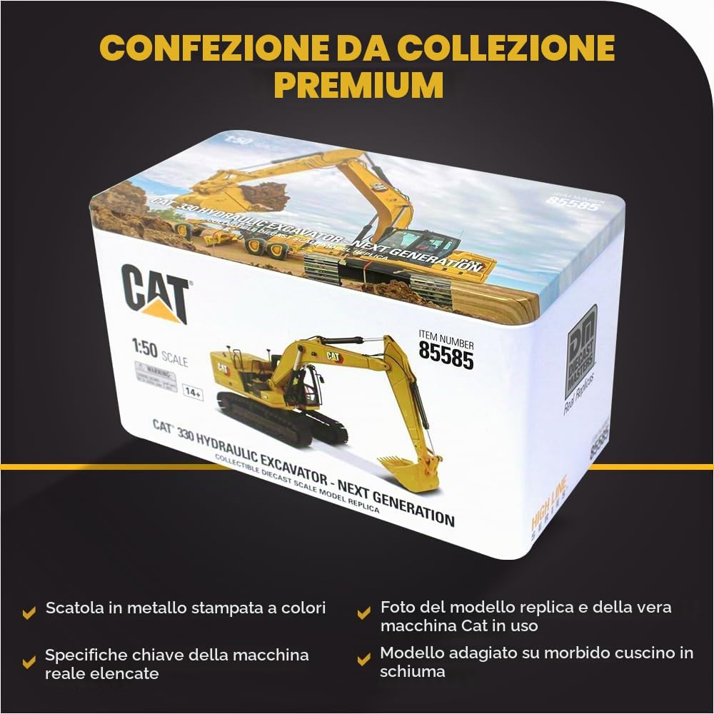 Diecast Masters 85585 - Escavatore idraulico Cat 330 Next Generation, scala 1:50, da 14 anni, in scatola di latta, adatto a collezionisti