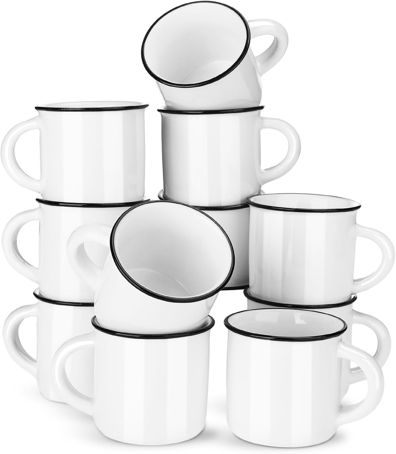 Uiifan 12 Pcs Ceramic White Coffee Mugs Mini Tea Cups for