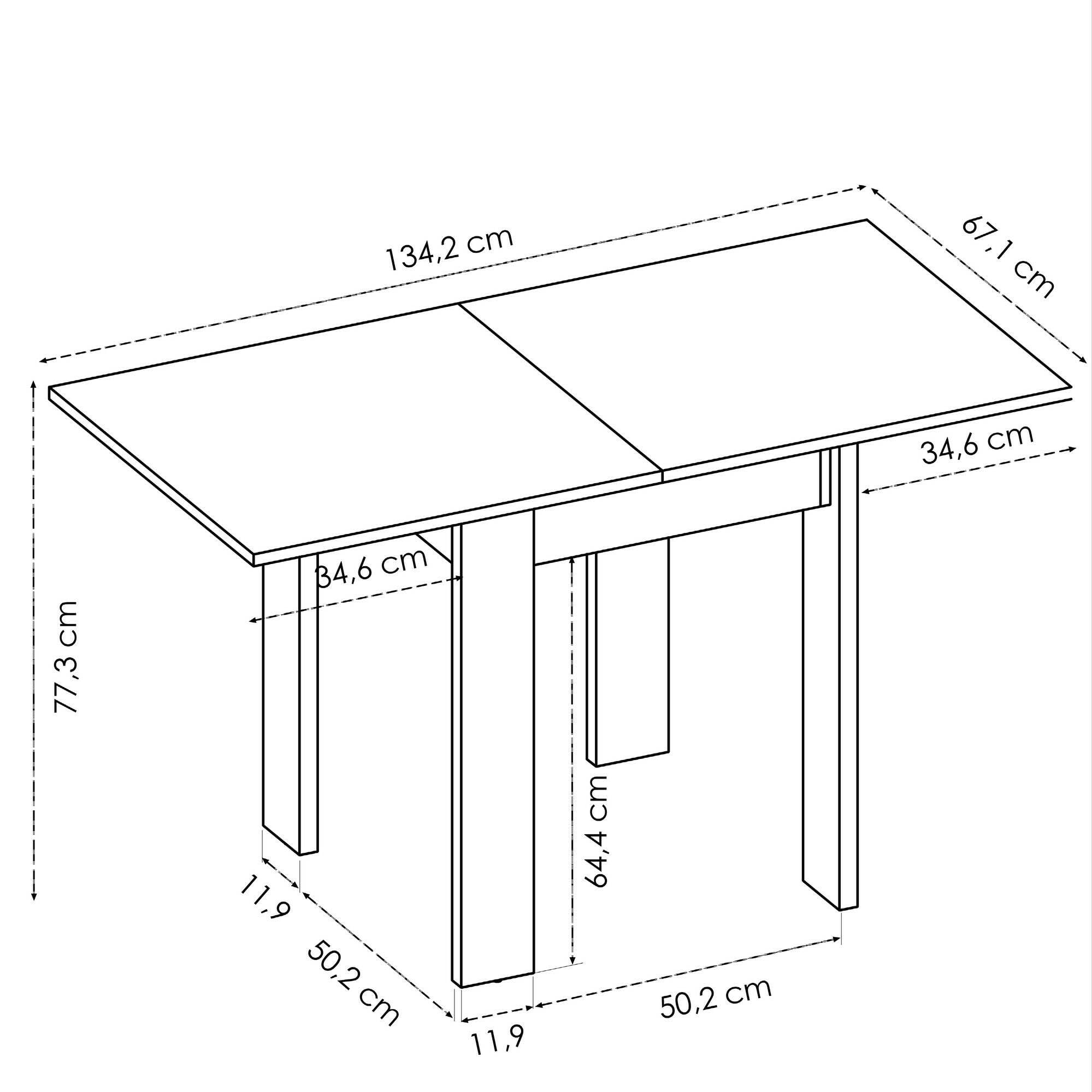 Dmora -Tavolo allungabile Comer, Consolle estensibile multiposizione,Tavolo consolle ausiliare pieghevole, 79/134x67h79 cm, Bianco