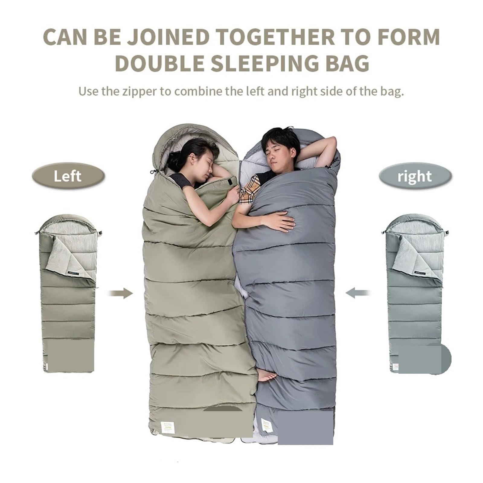 Saco De Dormir Saco de Dormir Ligero, Saco de Dormir Doble for Acampar, Saco de Dormir de Invierno Lavable a máquina Sleeping Bag para Camping Y Senderismo(Light Yellow)