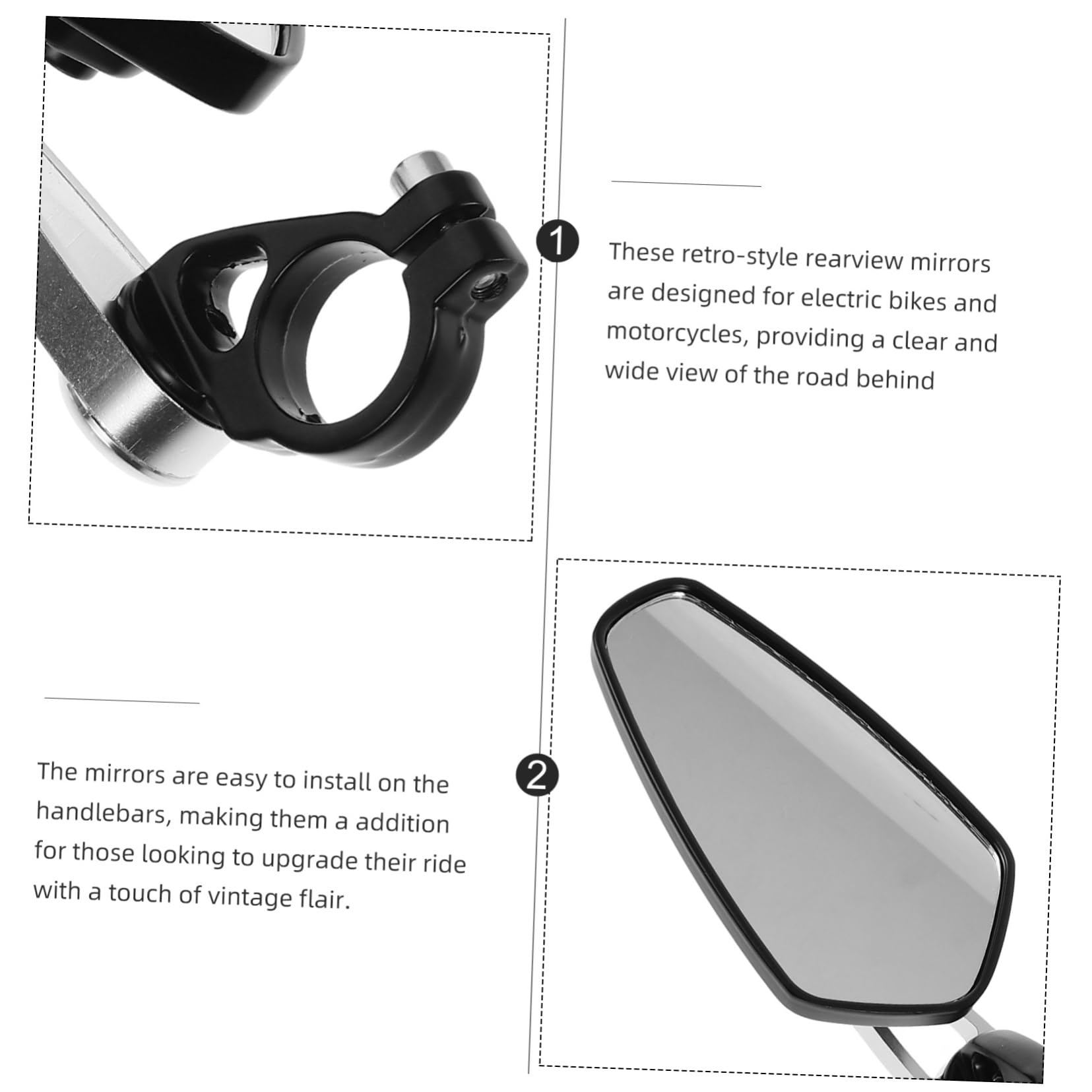 Miroir Rétroviseur Moto Style Rétro Rétroviseurs Latéraux pour Guidon Moto avec Caméra Embarquée Aluminium pour Tout-