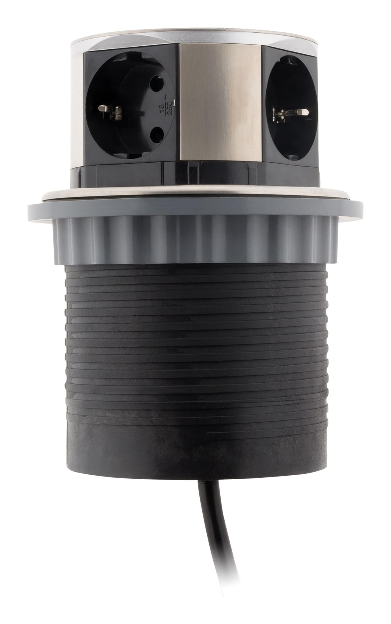 Multiprise encastrable Schuko 3 Prises + 2 USB-A - Blanc/Noir - Otio