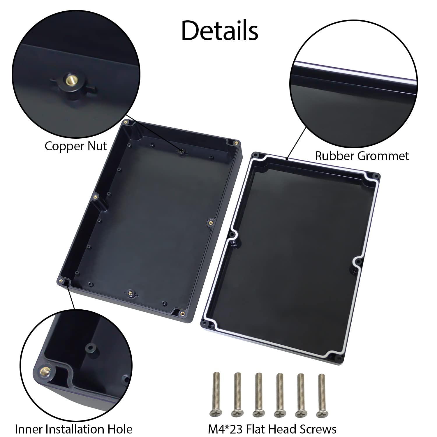LeMotech Project Box ABS Plastic Junction Box IP65 Waterproof Hobby Box Electrical Boxes Universal Enclosure for Electronic Black 8.9X 5.7X 3.1 inch(230x150x85mm)（Pack of 1