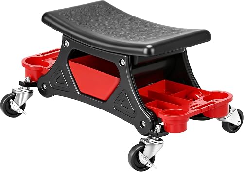 SUNROAD Mechanic Stool with Wheels Rolling Stool 300 lbs | Heavy Duty Rolling Mechanics Seat with Tool Tray, Rolling Tool Seat for Automotive Auto Repair
