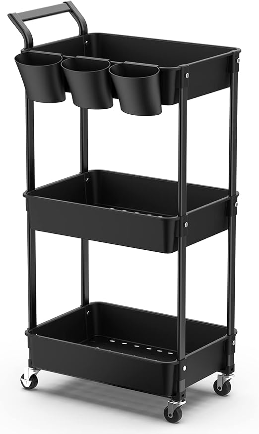 Yagud 3Tier Rolling Utility Cart, Rolling Carts with
