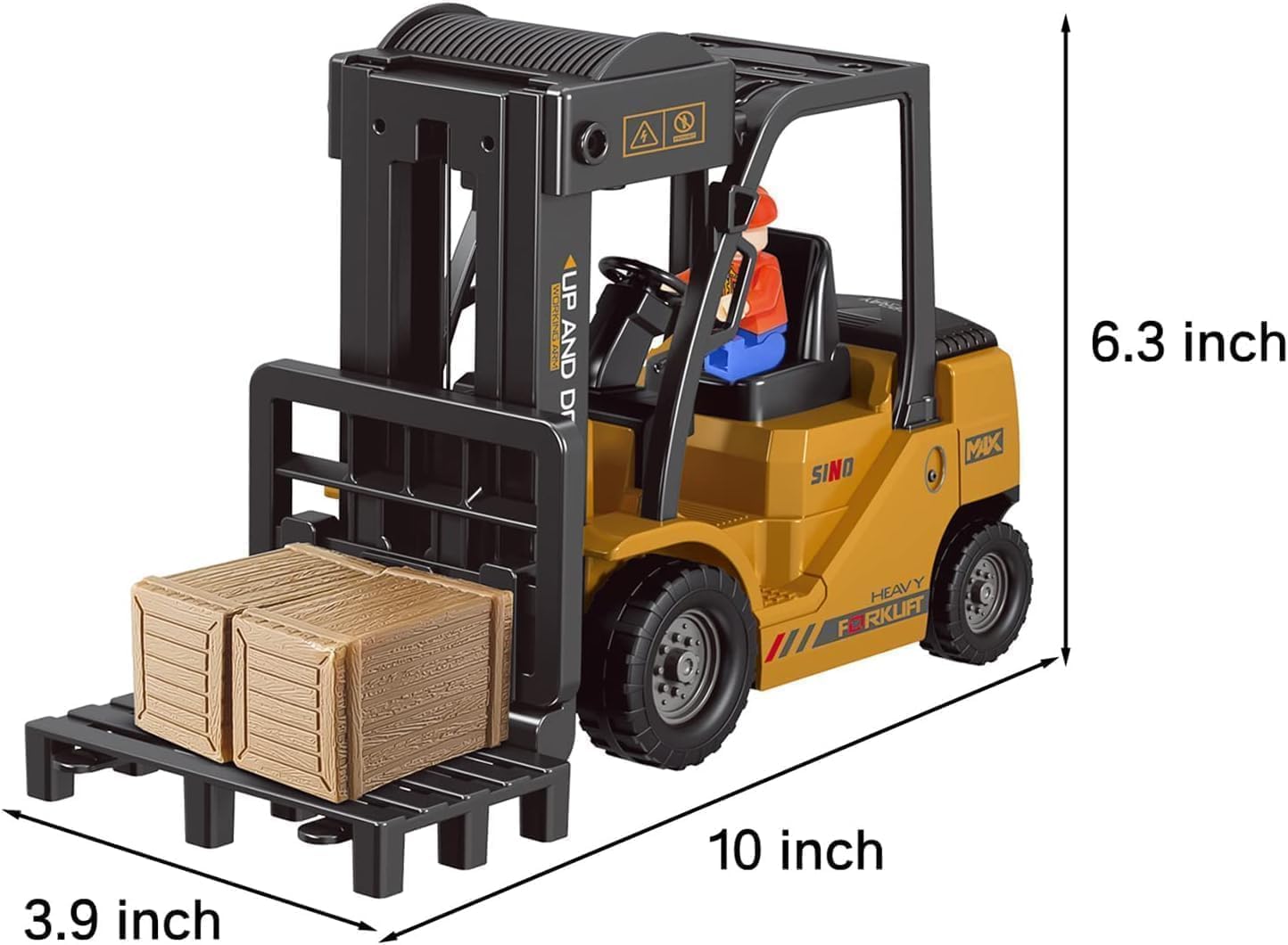 TOYVELLY Remote Control Forklift 11 Channel Rc Forklift Cranes Construction Toys, w/Boxes/Sound and Light Spray, Rechargeable Batteries, Kids Forklift Toy (RC Forklift Truck-Yellow) 2