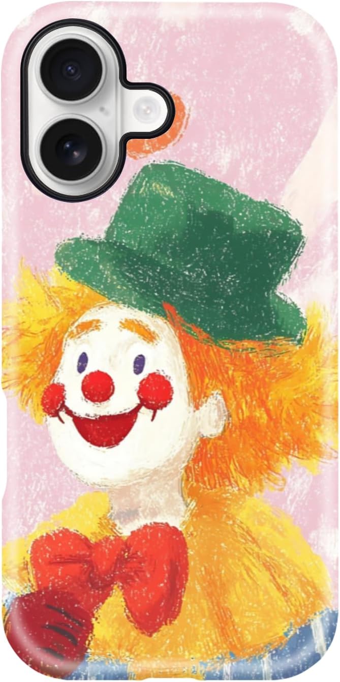 GCACE Phone Cases for iPhone 17 16 15 14 13 12 11 Pro Max Plus Mini,Cute Clown Cartoon Style Pattern Protective Shockproof Cover for Teen Girls Women Kids