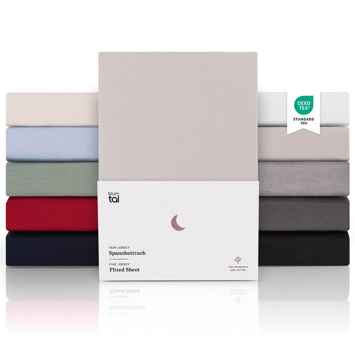 Blumtal® Premium Topper Spannbettlaken Jersey 90x200cm - Oeko-TEX Zertifiziert Baumwolle - Spannleintuch 10cm - Grau