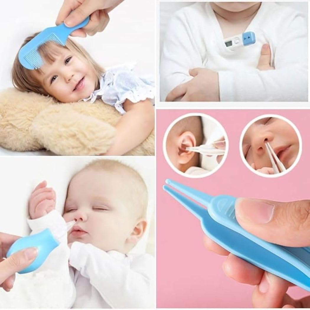 ROMYCRON Baby Care Kit for New Born 10 in 1 Baby Grooming Kit with Thermometer, Healthcare, Nail Cutter, Finger Brush, Hair Brush, Comb, Scissor Gift Set for Infants and Toddlers ROMYCRON Baby Care Kit for New Born 10 in 1 Baby Grooming Kit with Thermometer, Healthcare, Nail Cutter, Finger Brush, Hair Brush, Comb, Scissor Gift Set for Infants and Toddlers