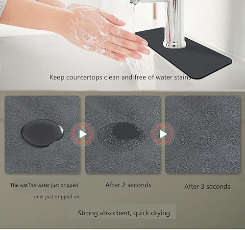 Miniatura 3 de Protector contra salpicaduras para grifo de fregadero de cocina, tapete absorbente de grifo, alfombrilla de silicona para atrapar agua para