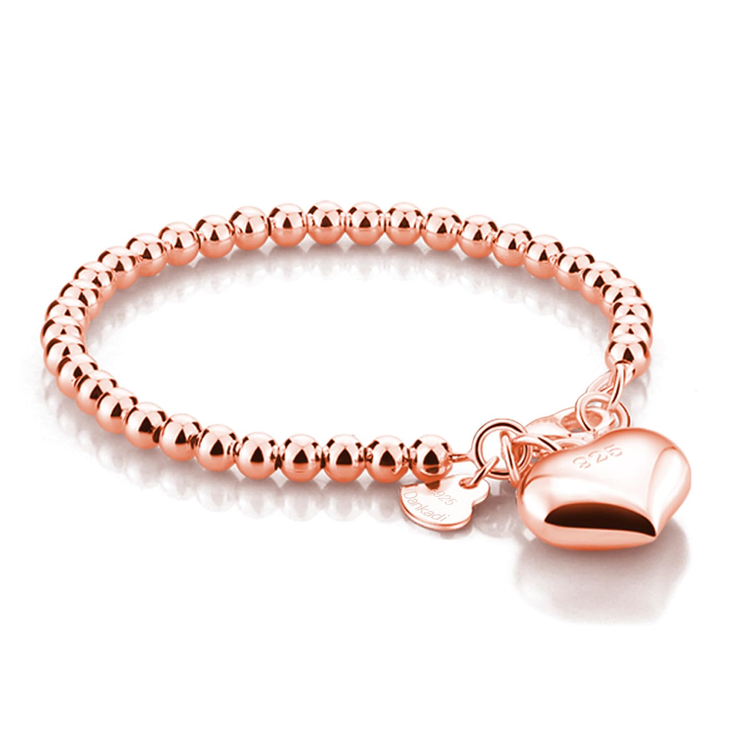 H&amp;Beautimer 925 Sterling Silver 4-10MM Ball Chain Bracelet For Women's - Italian Handmade Bead Chain Bracelet 5''5.7''6.3''6.7''7.5''8''8.3''8.5''9 Inch Rose Gold Party Jewelry