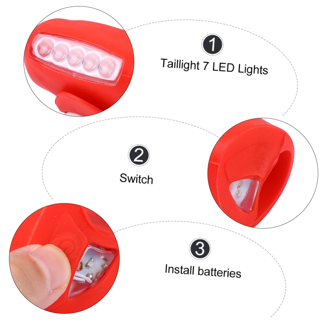 KICHOUSE 2 Pcs Led Taillight for Bicycle 7led Lights Bike Headlight Easy to Attach Plastic Night Riding Safety